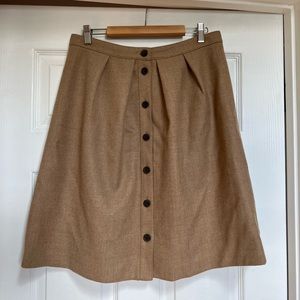 J. Crew Tan Wool Mini Skirt Button Front Size 12